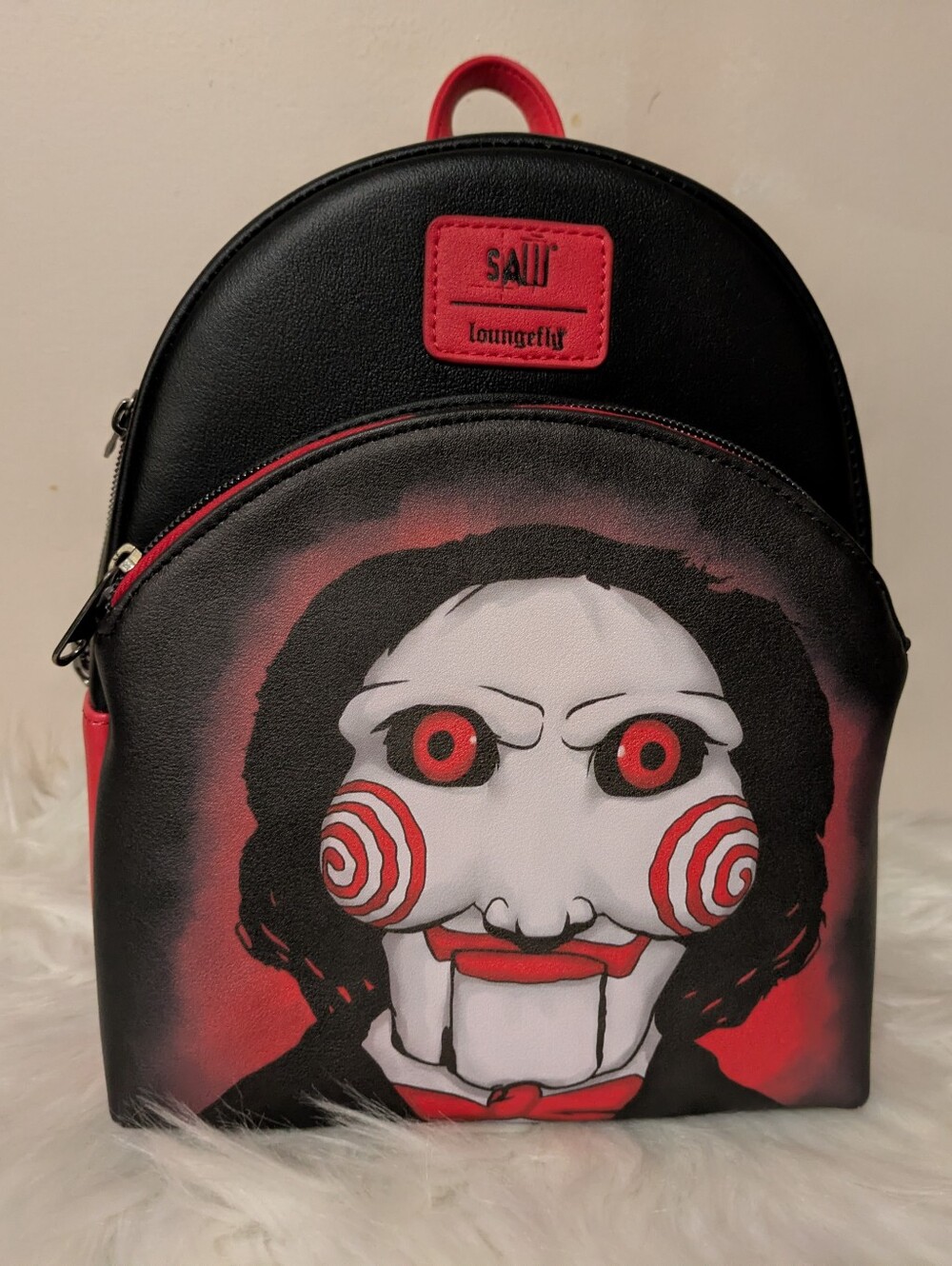 Loungefly Mini Backpack Jigsaw Movie Saw Scary Official Red Black New With Tags!